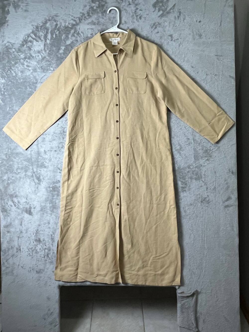 Tommy Bahama Silk Linen Button Front Maxi Shirt Dress Beige Size Large Resort
